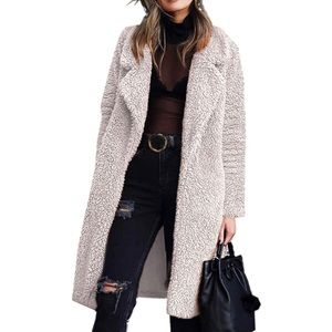 ✦NWT Caramel Cream Teddy Open Front Oversized Fuzzy Coat✦